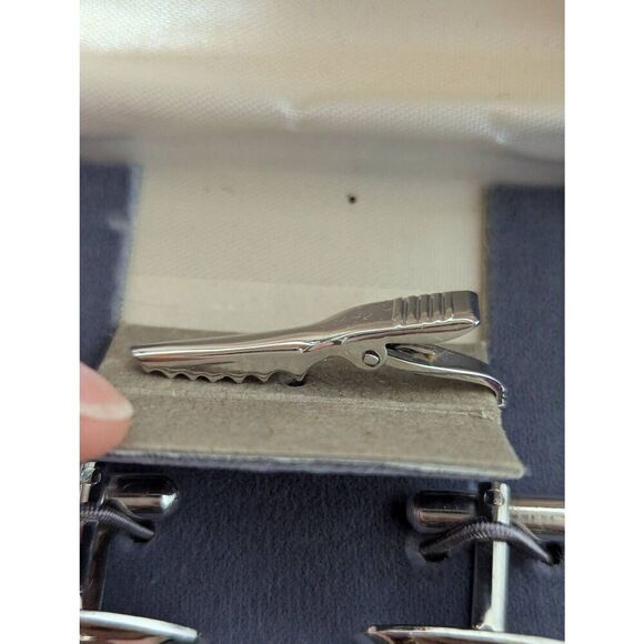 Imperial Vintage Men's Silver Tone Tie Clip & Cuffs Links In Box - Picture 5 of 6